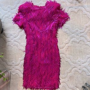 Fringe bright pink dress